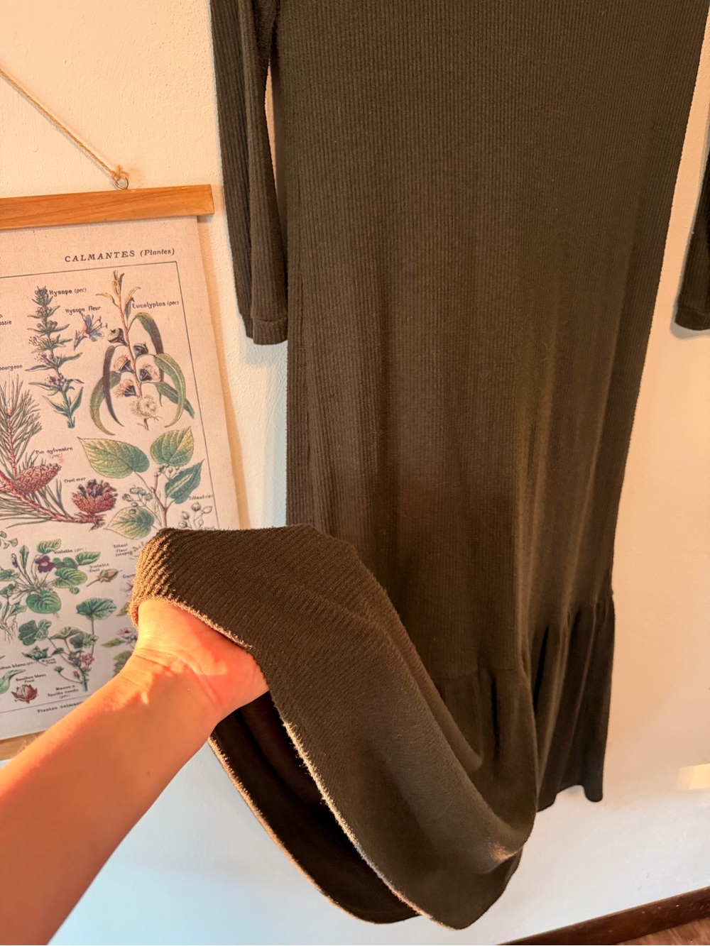 saturday sunday - XSmall -Women’s Olive Green V-Neck Maxi Dress with Flounce Hem - Picture 3 of 10